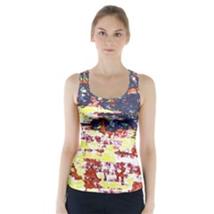 Multicolored Abstract Grunge Texture Print Racer Back Sports Top