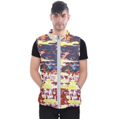 Multicolored Abstract Grunge Texture Print Men s Puffer Vest by dflcprintsclothing