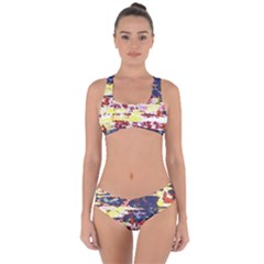 Multicolored Abstract Grunge Texture Print Criss Cross Bikini Set by dflcprintsclothing