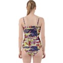 Multicolored Abstract Grunge Texture Print Cut Out Top Tankini Set View2