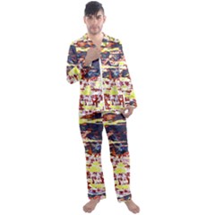 Multicolored Abstract Grunge Texture Print Men s Satin Pajamas Long Pants Set by dflcprintsclothing