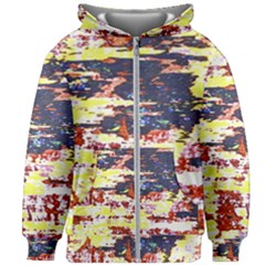 Multicolored Abstract Grunge Texture Print Kids  Zipper Hoodie Without Drawstring