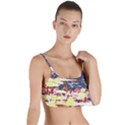 Multicolored Abstract Grunge Texture Print Layered Top Bikini Top  View1