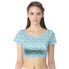 Pattern Arc En Ciel/nuages Short Sleeve Crop Top by kcreatif