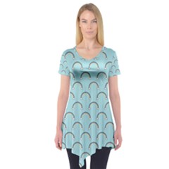 Pattern Arc En Ciel/nuages Short Sleeve Tunic  by kcreatif