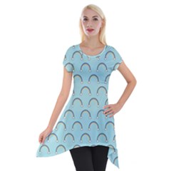 Pattern Arc En Ciel/nuages Short Sleeve Side Drop Tunic by kcreatif