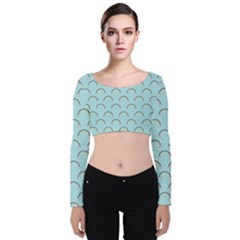 Pattern Arc En Ciel/nuages Velvet Long Sleeve Crop Top by kcreatif