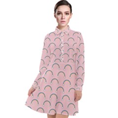 Pattern Arc En Ciel/nuages Long Sleeve Chiffon Shirt Dress