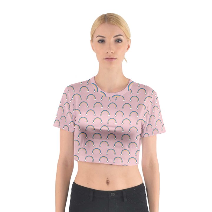 Pattern Arc en ciel/Nuages Cotton Crop Top