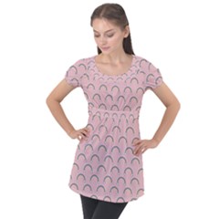 Pattern Arc En Ciel/nuages Puff Sleeve Tunic Top by kcreatif