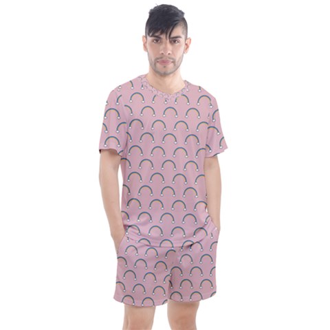 Pattern Arc En Ciel/nuages Men s Mesh Tee And Shorts Set by kcreatif