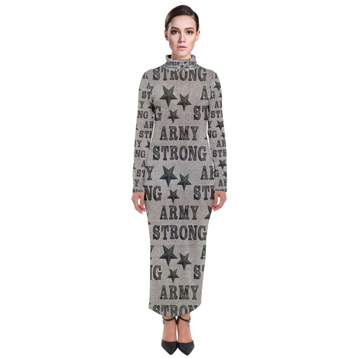 Army Stong Military Turtleneck Maxi Dress