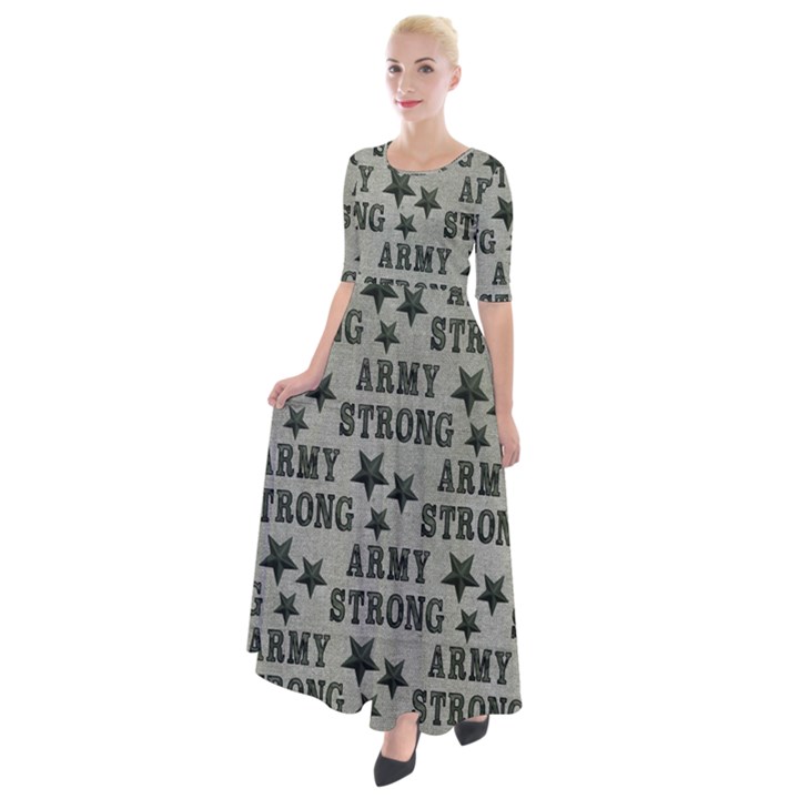 Army Stong Military Half Sleeves Maxi Dress