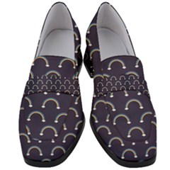 Pattern Arc En Ciel/nuages Women s Chunky Heel Loafers by kcreatif