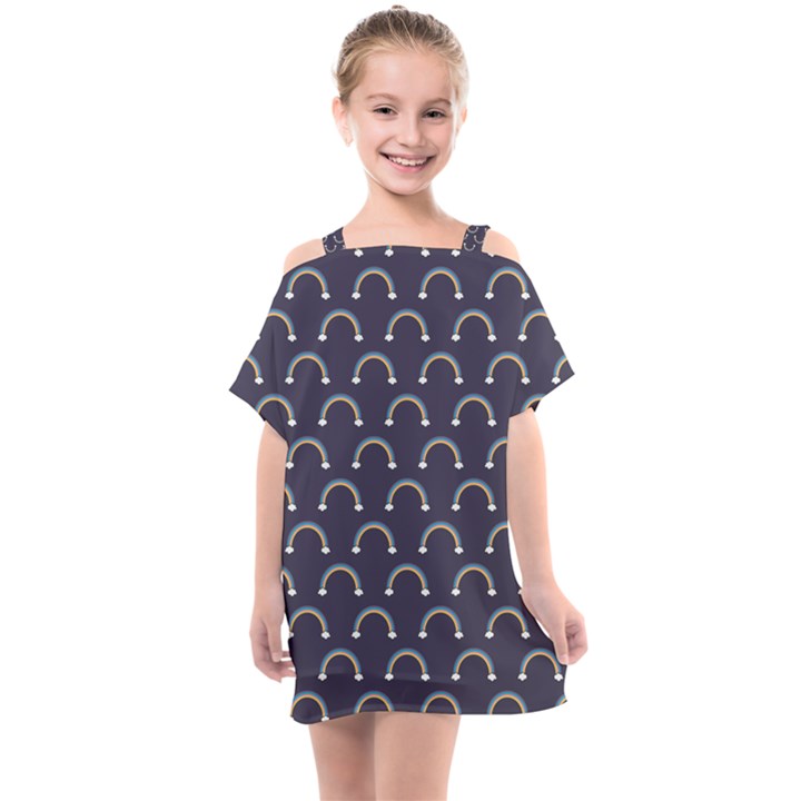 Pattern Arc en ciel/Nuages Kids  One Piece Chiffon Dress