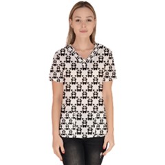 Pattern Bébé Panda Women s V-neck Scrub Top by kcreatif