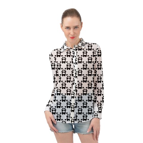 Pattern Bébé Panda Long Sleeve Chiffon Shirt by kcreatif