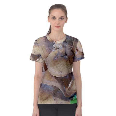 Close Up Mushroom Abstract Women s Sport Mesh Tee by Fractalsandkaleidoscopes