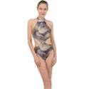 Close Up Mushroom Abstract Halter Side Cut Swimsuit View1