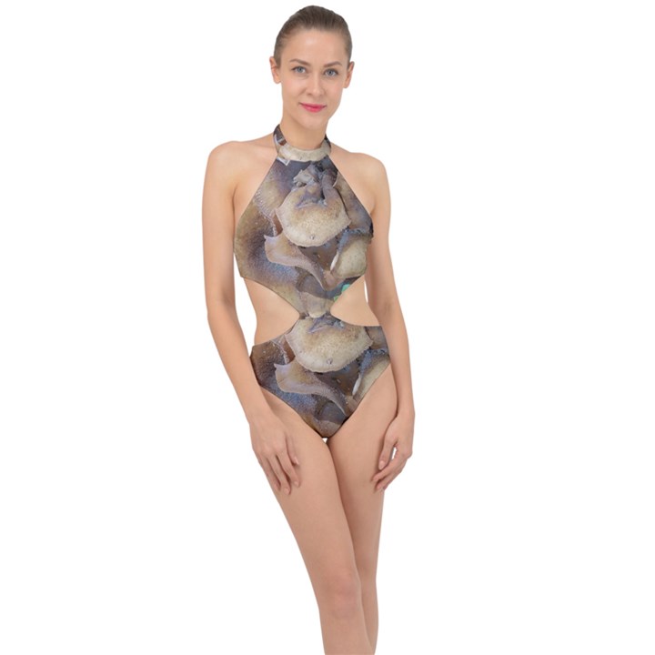 Close Up Mushroom Abstract Halter Side Cut Swimsuit