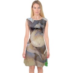 Close Up Mushroom Abstract Capsleeve Midi Dress by Fractalsandkaleidoscopes