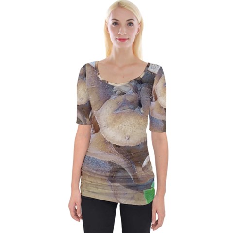 Close Up Mushroom Abstract Wide Neckline Tee by Fractalsandkaleidoscopes