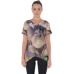 Close Up Mushroom Abstract Cut Out Side Drop Tee by Fractalsandkaleidoscopes