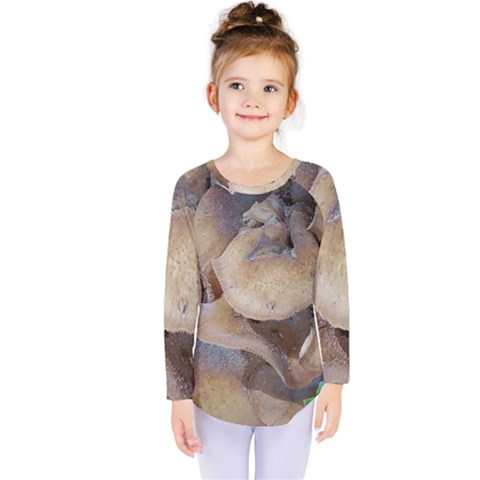 Close Up Mushroom Abstract Kids  Long Sleeve Tee by Fractalsandkaleidoscopes