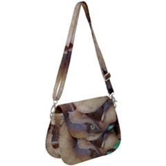 Close Up Mushroom Abstract Saddle Handbag by Fractalsandkaleidoscopes