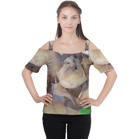 Close Up Mushroom Abstract Cutout Shoulder Tee by Fractalsandkaleidoscopes