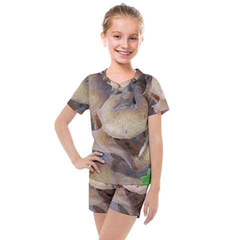 Close Up Mushroom Abstract Kids  Mesh Tee And Shorts Set by Fractalsandkaleidoscopes