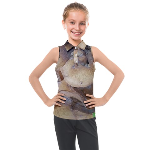 Close Up Mushroom Abstract Kids  Sleeveless Polo Tee by Fractalsandkaleidoscopes