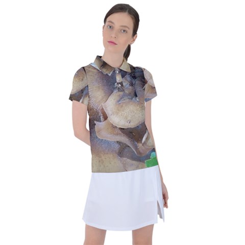 Close Up Mushroom Abstract Women s Polo Tee by Fractalsandkaleidoscopes