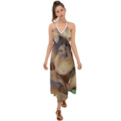 Close Up Mushroom Abstract Halter Tie Back Dress 