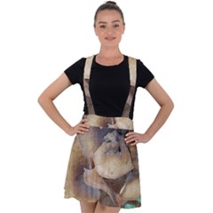 Close Up Mushroom Abstract Velvet Suspender Skater Skirt