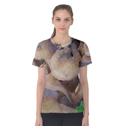 Close Up Mushroom Abstract Women s Cotton Tee by Fractalsandkaleidoscopes