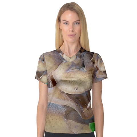 Close Up Mushroom Abstract V-neck Sport Mesh Tee by Fractalsandkaleidoscopes