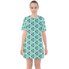 Illustrations Background Texture Sixties Short Sleeve Mini Dress