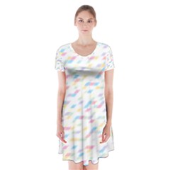 Texture Background Pastel Box Short Sleeve V-neck Flare Dress