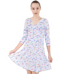 Texture Background Pastel Box Quarter Sleeve Front Wrap Dress