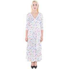 Texture Background Pastel Box Quarter Sleeve Wrap Maxi Dress