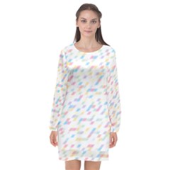 Texture Background Pastel Box Long Sleeve Chiffon Shift Dress 