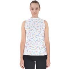 Texture Background Pastel Box Mock Neck Shell Top