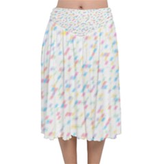 Texture Background Pastel Box Velvet Flared Midi Skirt