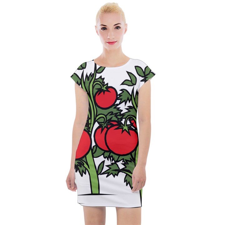 Tomato Garden Vine Plants Red Cap Sleeve Bodycon Dress