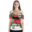 Tomato Garden Vine Plants Red Butterfly Sleeve Cutout Tee  View1