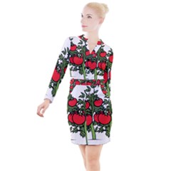 Tomato Garden Vine Plants Red Button Long Sleeve Dress by HermanTelo