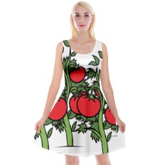 Tomato Garden Vine Plants Red Reversible Velvet Sleeveless Dress by HermanTelo