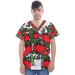 Tomato Garden Vine Plants Red Men s V-neck Scrub Top