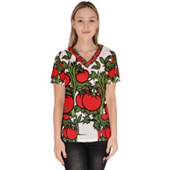 Tomato Garden Vine Plants Red Women s V-neck Scrub Top